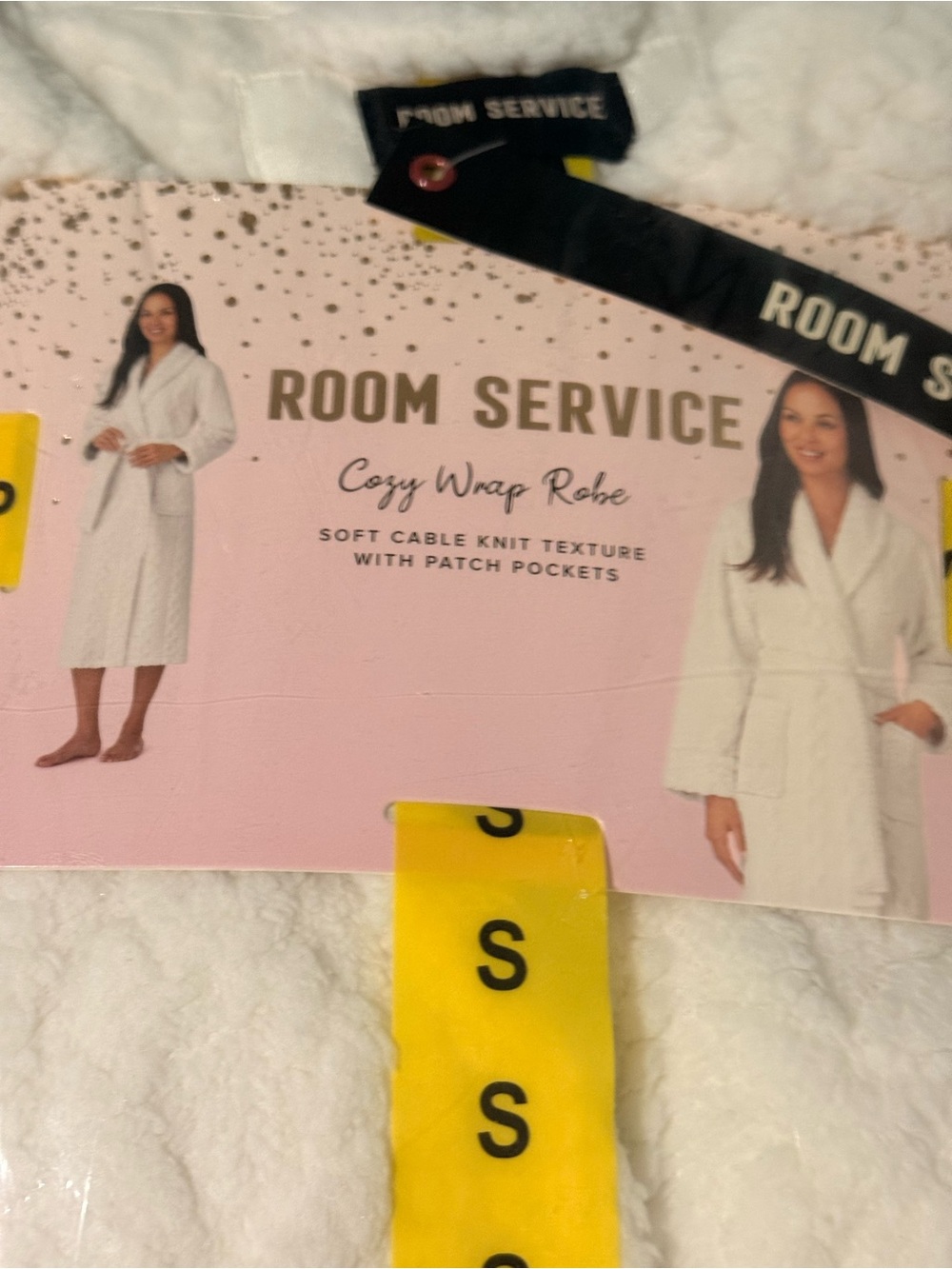 Room Service Cozy Wrap Robe, NWT, S (4-6), White
